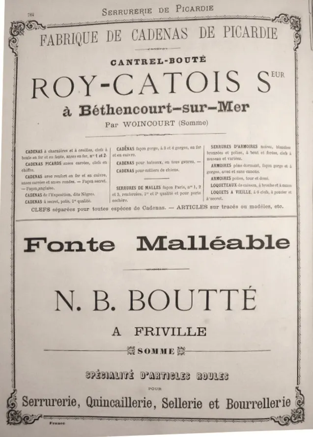 Publicité historique de la fonderie N. B. Boutté à Friville