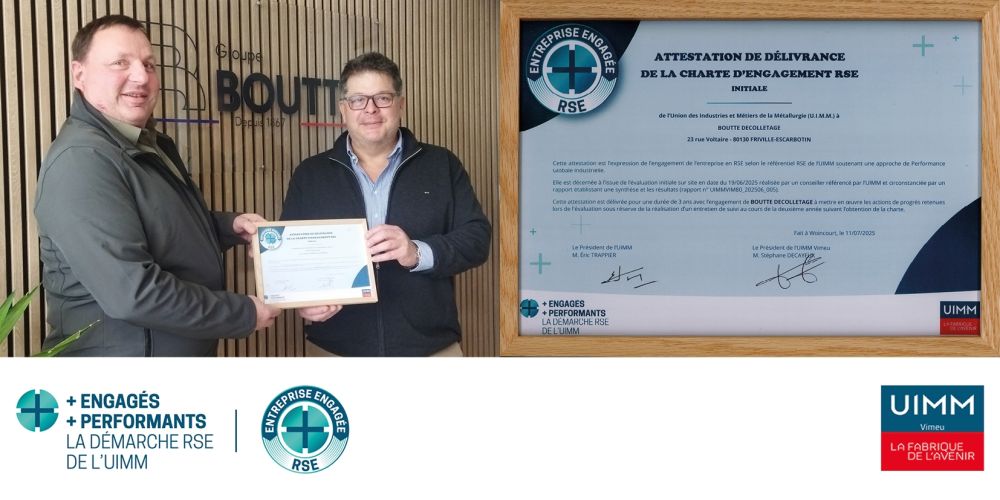 La démarche RSE de BOUTTÉ reconnue par l’UIMM